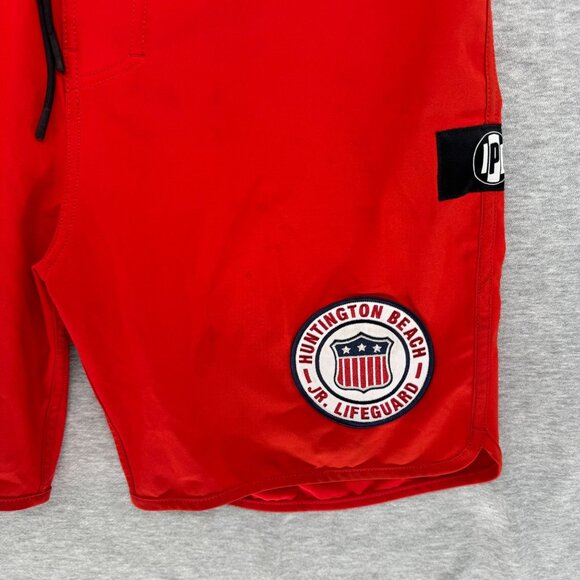 IPD Huntington Beach Jr Lifeguard Mens 32 Red Board Shorts 83 Style Swim - Picture 2 of 12